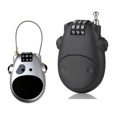 Onian 3 錶盤牛鋼絲繩安全鎖黑色 + 銀色, 1套