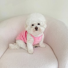 BYDAMSOOMI 小狗款柔軟絨毛連身裙, 粉色的