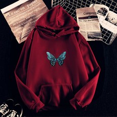 藍色蝴蝶Oversize刷毛連帽T 孕婦上衣 孕婦裝