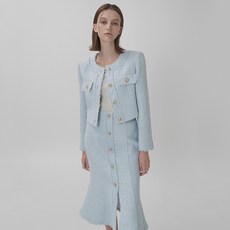 아틀리에나인 여성용 샤벳 셋업 트위드 크롭 자켓 JK-2806