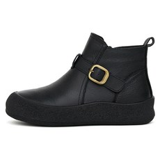 J SHOE 天然牛皮內刷毛尼斯搭扣踝靴 4.5cm