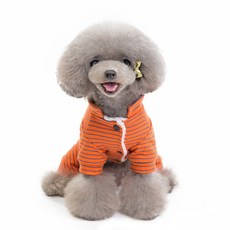 MINGA 寵物密織條紋刷毛連身衣, 橘色