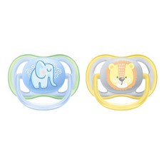 PHILIPS AVENT 新安怡 Ultra Air 奶嘴組, 0~6個月, 大象+獅子, 1組
