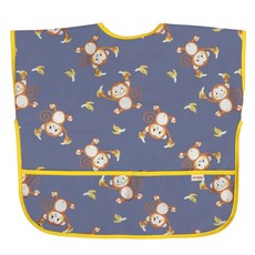 孩童防水畫畫圍兜, 猴子香蕉 海軍藍(L), 1件, 1件