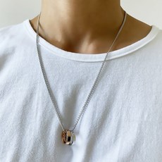 NOID-B 男士醫療鋼扁平簡約雙環項鍊