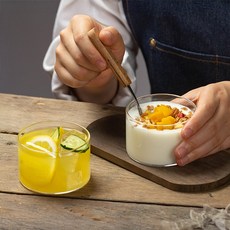 다파랑 簡約零食甜點優格碗玻璃杯 190ml HJ0170, 2個, 透明