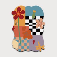 Wethehome 棋盤格花朵拼貼吸水地毯, B款, 1個