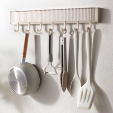 홈르네 免打孔黏貼式廚房料理用具掛架 置物架, 白色, 1個