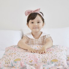 ahtty blanc 孩童圖案印花枕頭套 2入+枕芯, Pink Rabbit