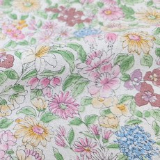 Le Woo Home 布料 大幅亞麻棉花卉咖啡廳, 自然色, 1個