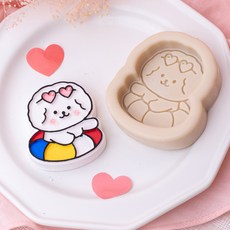 앵글띵 물놀이하는 튜브 비숑 여름시즌 실리콘몰드 2p