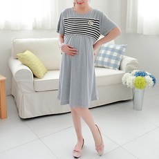 孕婦哺乳條紋連身裙 Day322