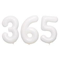 JOYPARTY 數字銀箔氣球 大 365, 白色, 1個