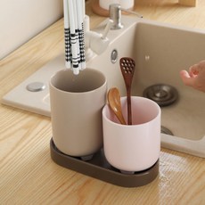 아메리칸로드 마카롱 세라믹 수저통 2구 + 받침대 세트 RK2302, 혼합색상, 1세트