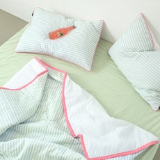 Mix&Match Around 條紋純棉泡泡紗棉被, 蘋果薄荷