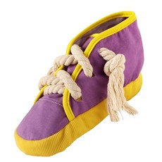 Qurang 寵物磨牙拉扯遊戲鞋子造型狗狗玩具 21 x 8.5 x 10 cm, 紫色+黃色, 1個