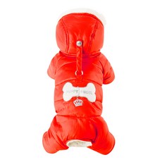 PUPPY ANGEL 寵物公狗用 DoubleTM 刷毛鋪棉連身褲 PA-OW543, #320 紅色