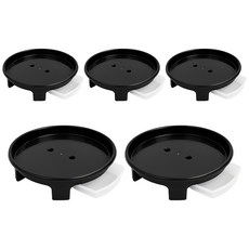 sixfarmers 堅固優質抽屜式接水盤型圓形花盆底盤, 5個, 黑色 蘭花2號