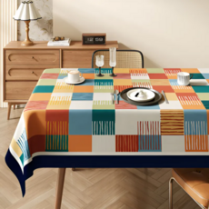 Mamiru 獨特圖案防水餐桌桌布, 04, 1個, 140 x 220 cm