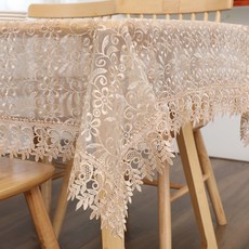 Market A 透明蕾絲花朵刺繡桌巾, 米色, 60 x 60cm