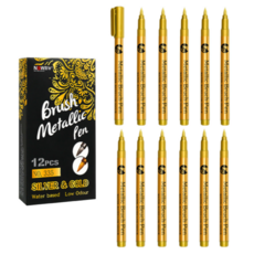 전문가용 메탈 브러쉬 마카펜 골드 12p, 1개, 1색