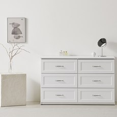 스칸디무드 누베르 몰딩 와이드 서랍장 1200 방문설치, 크롬, 6단