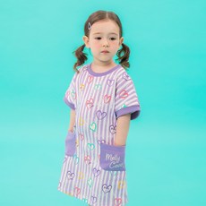 MellyCoco 女童滿版愛心直條紋連身裙