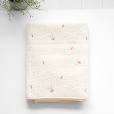 moms nature 100支棉絎縫刺繡午睡墊 防滑墊, 胡蘿蔔兔