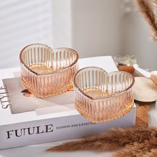 American Road 條紋愛心形狀甜點糖果碗盤 HR2020, 2個, 琥珀色