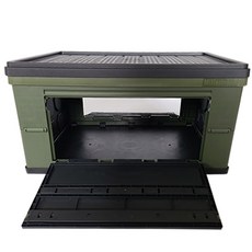 多功能雙開門式露營折疊收納箱 45L, 1個, 卡其色