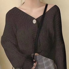구디프 여성용 스윗 V넥 루즈 니트 가디건