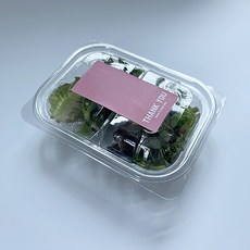 Tinapicnic 迷你2格透明一次性容器 + 粉嫩粉紅感謝貼紙套組, 20套, 一次性容器 + 貼紙