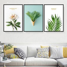 Señor Kim 北歐風格客廳裝飾畫框3件組 植物A, 黑色