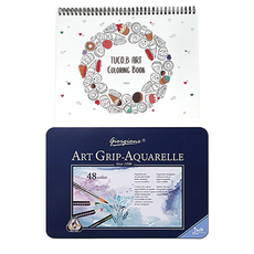 圖可比藝術著色本 甜點春天 隨機出貨 + 喬爾喬內三角水性色鉛筆 48色組, 東亞PMS, 東亞PMS