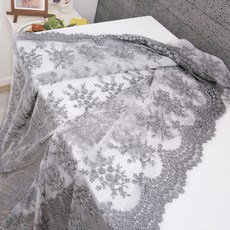 NASANDECO 花朵抓皺蕾絲布料, 銀色