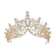 Lunaglam 經典水晶裝飾皇冠頭飾 WC612, 金色, 1個