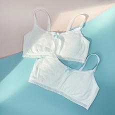 Soleil 蕾絲滾邊設計少女內衣 2入