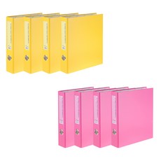 ECO Chungwoon 3孔D型環活頁夾 5cm A4 2款 x 4入, 黃色, 粉紅色(D型環活頁夾), 1套