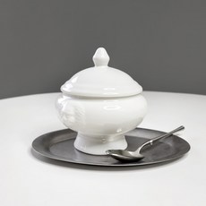 HORECA 附蓋萊恩獅頭洋蔥雙耳湯碗 麥片碗 大 450ml + 托盤, 象牙白(碗), 1個