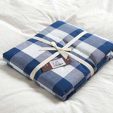 마켓A 체크패턴 순면 이불커버, 미디움블루