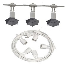 Victory Lighting 照明派對燈 21燈座 14.5m E26 + 雨傘裝飾 21件組, 白色(派對燈), 黑色(裝飾)