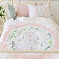 MYHOUSE 兒童泡泡紗涼感手工刺繡夏季薄被, Ann Rabbit(兔子)