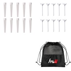 NAYASTYLE 塑膠高爾夫長Tee 10p + ABS高爾夫長Tee 10p + 收納袋套組 GFYp-185-1 + 172-1PU, 混合顏色