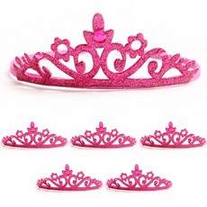 PARTYHAE 閃亮公主皇冠, 桃紅色, 6個