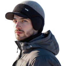 Disteef 冬季防寒運動耳罩毛帽, 灰色, 1個