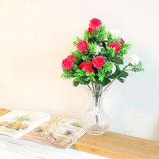 조아트 조화 인테리어 성묘 산소 18송이 링클카네이션 부쉬 꽃다발, 뷰티크림, 3개