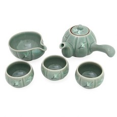 PARKSSISANGBANG 青瓷南瓜茶具 3 人, 1套, 茶館+燉菜+杯子3p