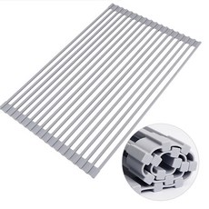 Wiseday 矽膠方形碗盤瀝水架, 灰色