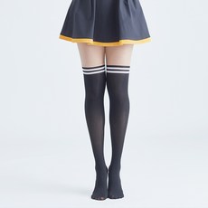 Funtastically 雙色過膝高爾夫絲襪, 褶皺黑