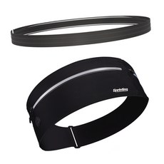 Sprinting修身髮帶 1.8cm+3口袋跑步腰帶, 黑色（頭帶、跑帶）